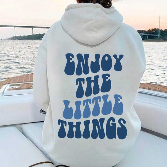 Women's Casual Cotton Oversized Hoodie with Slogan Detail