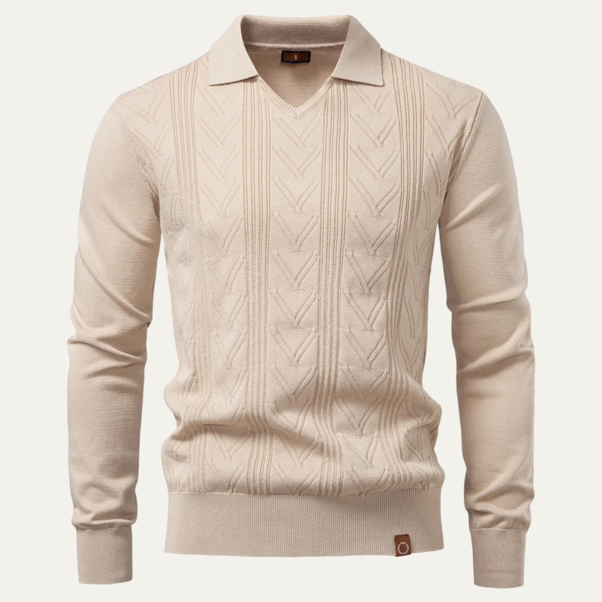 Tailored Fit Mens V Neck Knit Polo Sweater - OutfitLondon