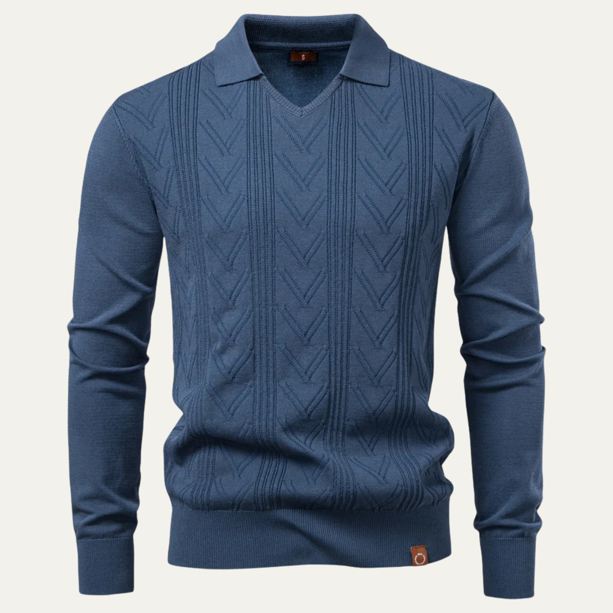 Tailored Fit Mens V Neck Knit Polo Sweater