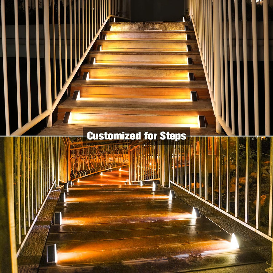 4 Packs Solar-Powered Outdoor Stair Lights