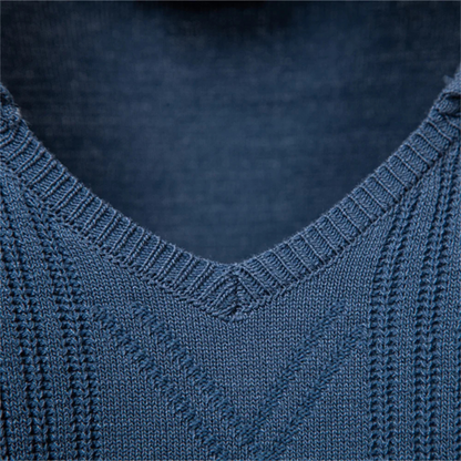 Tailored Fit Mens V Neck Knit Polo Sweater