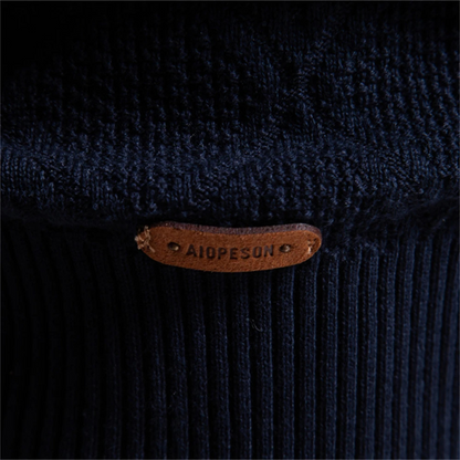 Relaxed Fit Men's Geometric Knit Polo Sweater