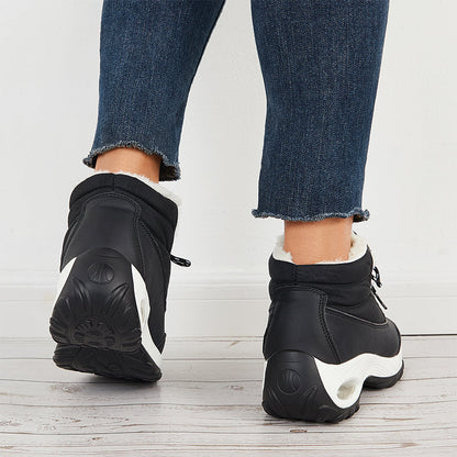 Women Air Cushion Sneakers Boots Warm Fur-Lining Booties