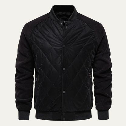 Men's Cozy Quilted Bomber Jacket with Fleece Lining
