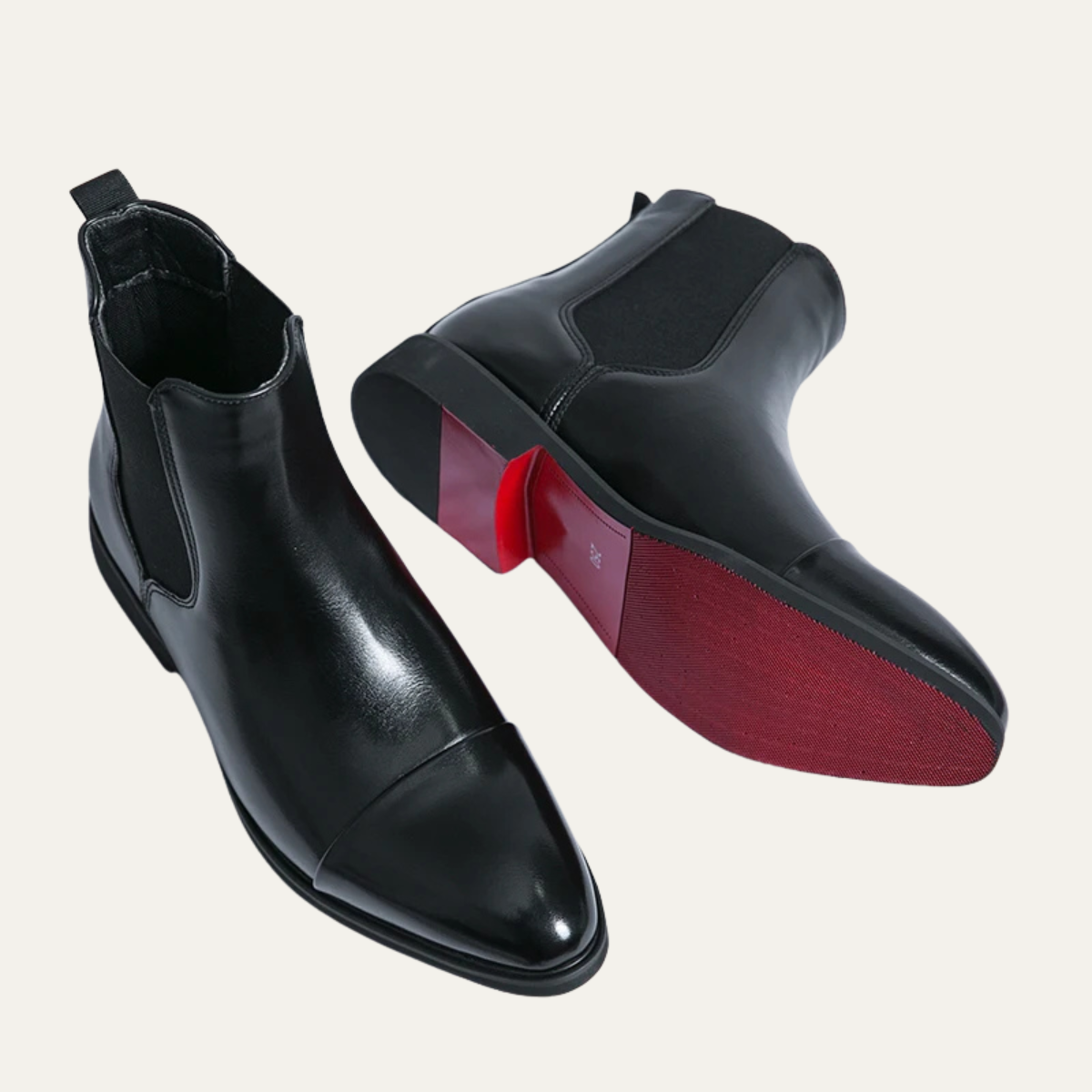 Luxury Men's Black Leather Chelsea Boots Red Sole - OutfitLondon