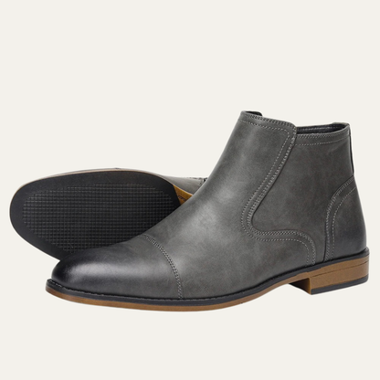Stylish Men's Leather Zip Up Ankle Boots