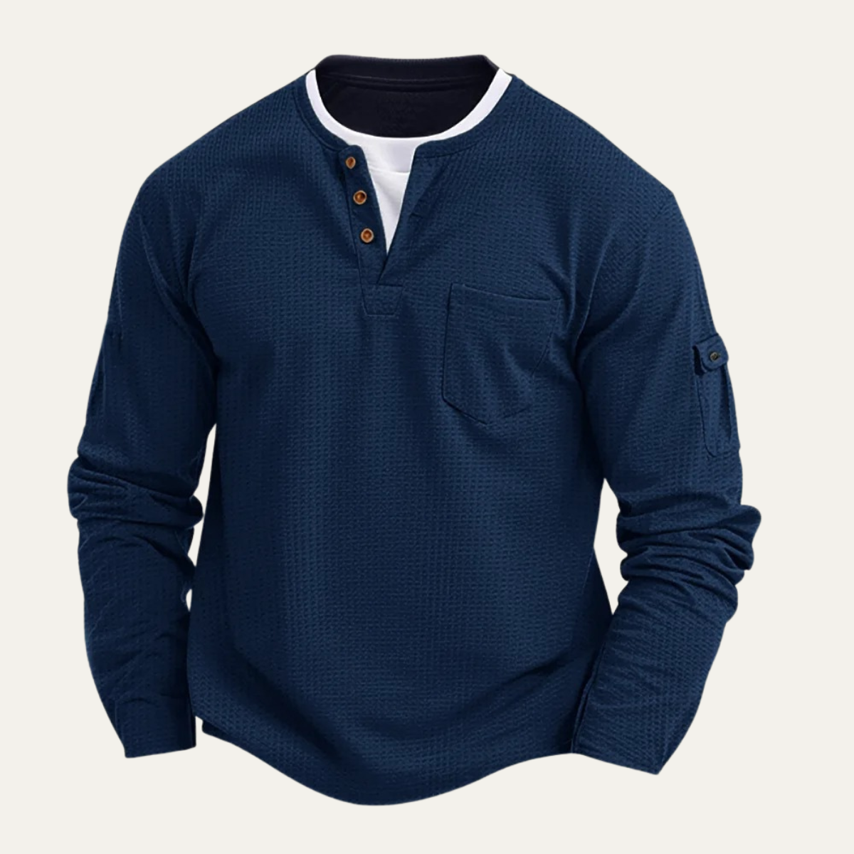 Relaxed Fit Men's Waffle Knit Casual Shirt