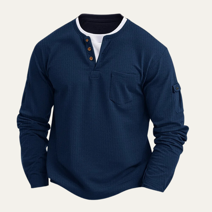 Relaxed Fit Men's Waffle Knit Casual Shirt