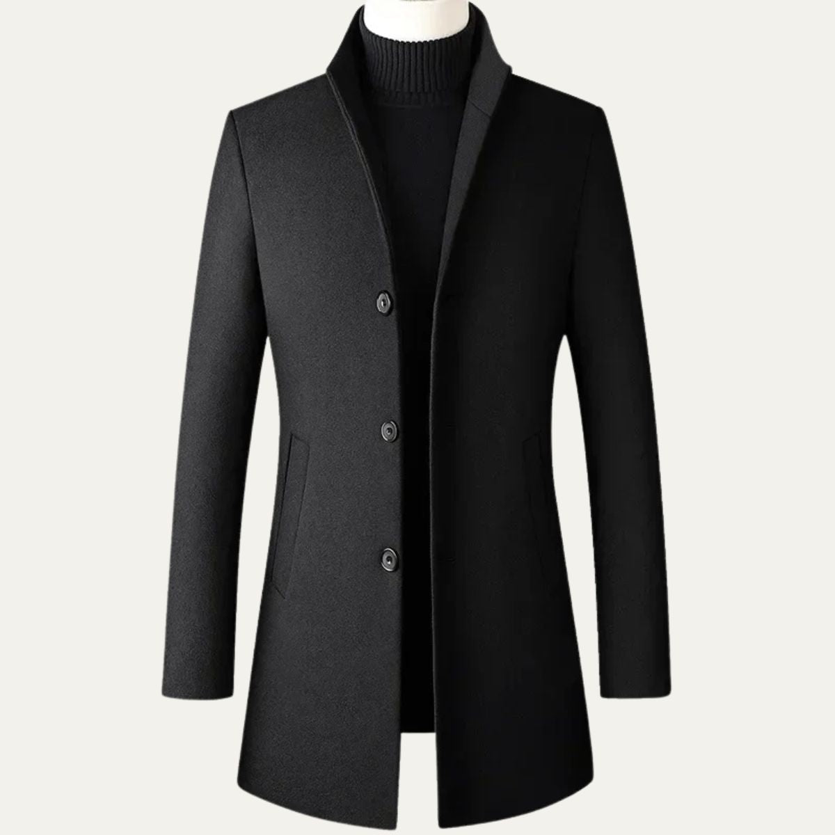 Classic Fit Wool Overcoat for Men