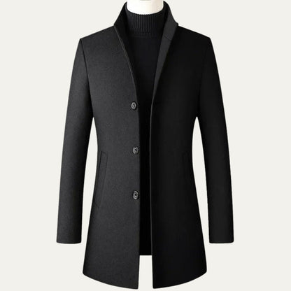 Classic Fit Wool Overcoat for Men