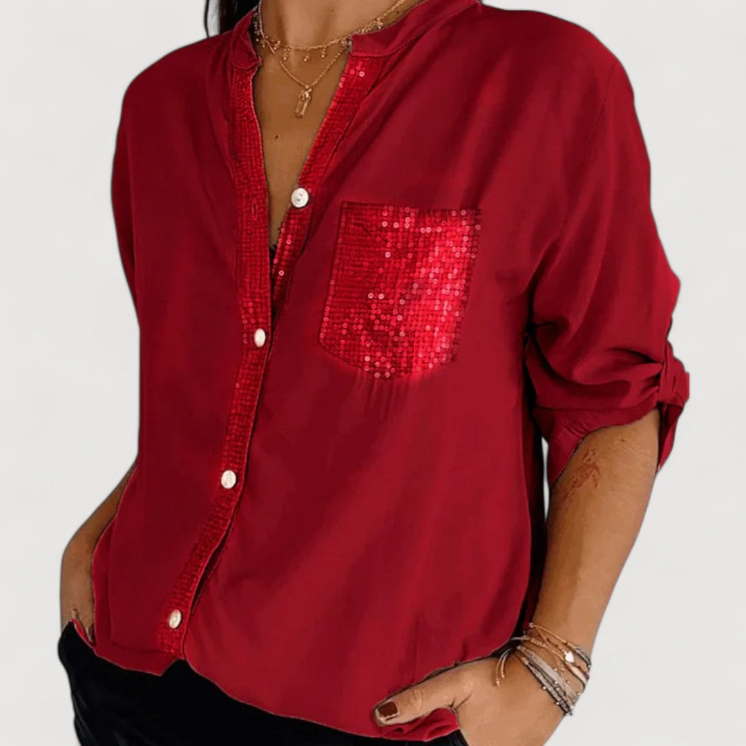 Glittering Sequin Detail Women's Top
