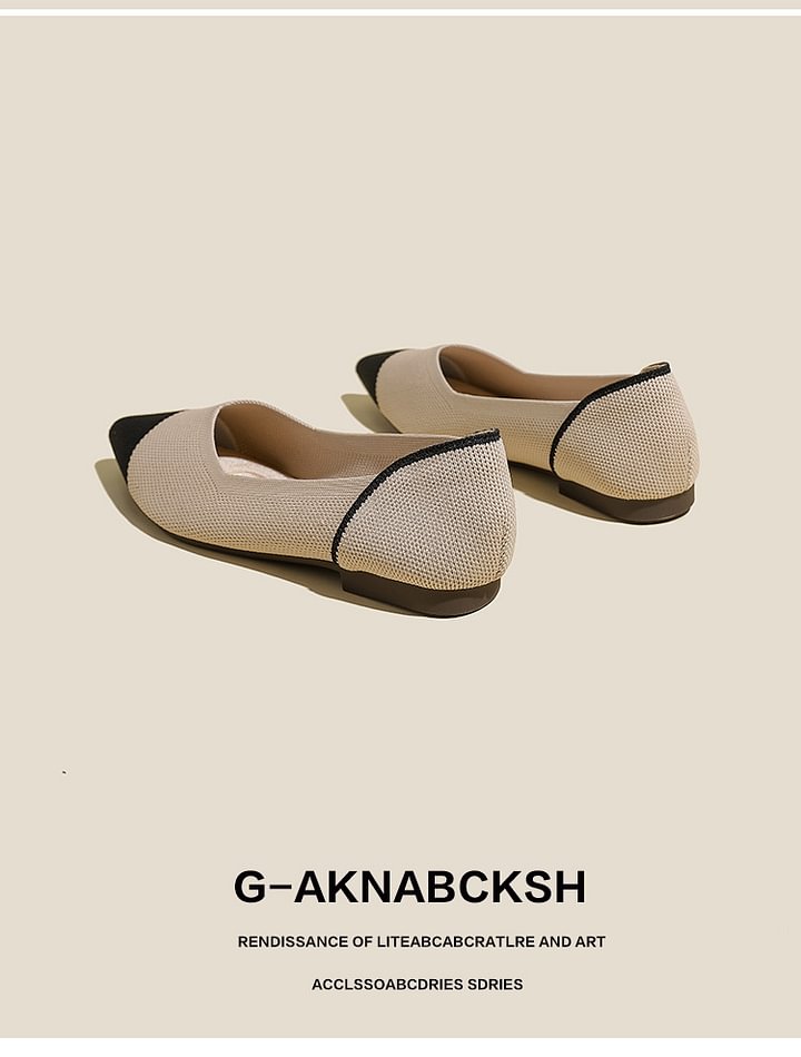 Comfortable Classy Knit Cap Toe Flats-Apricot