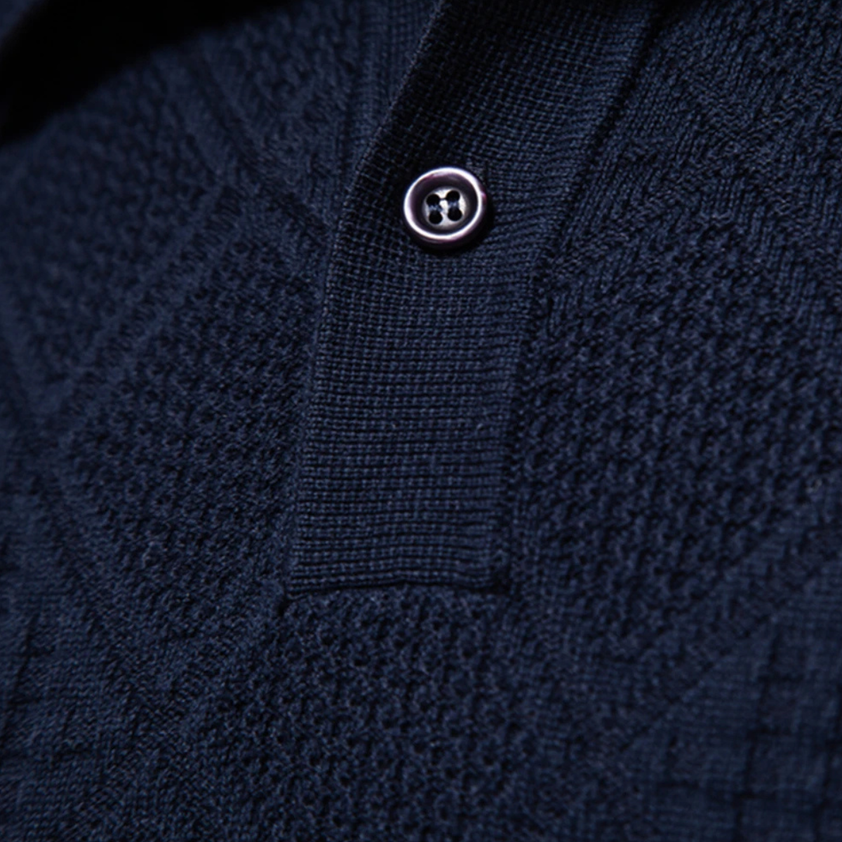 Relaxed Fit Men's Geometric Knit Polo Sweater