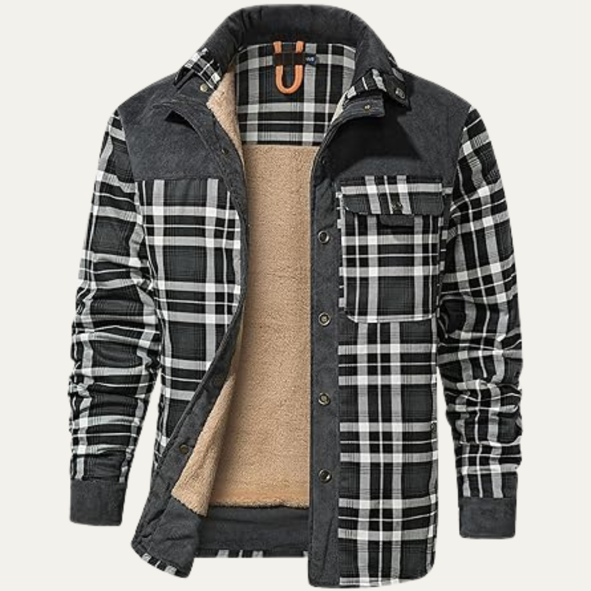 Warm Mens Fleece Lined Flannel Shirt Jacket