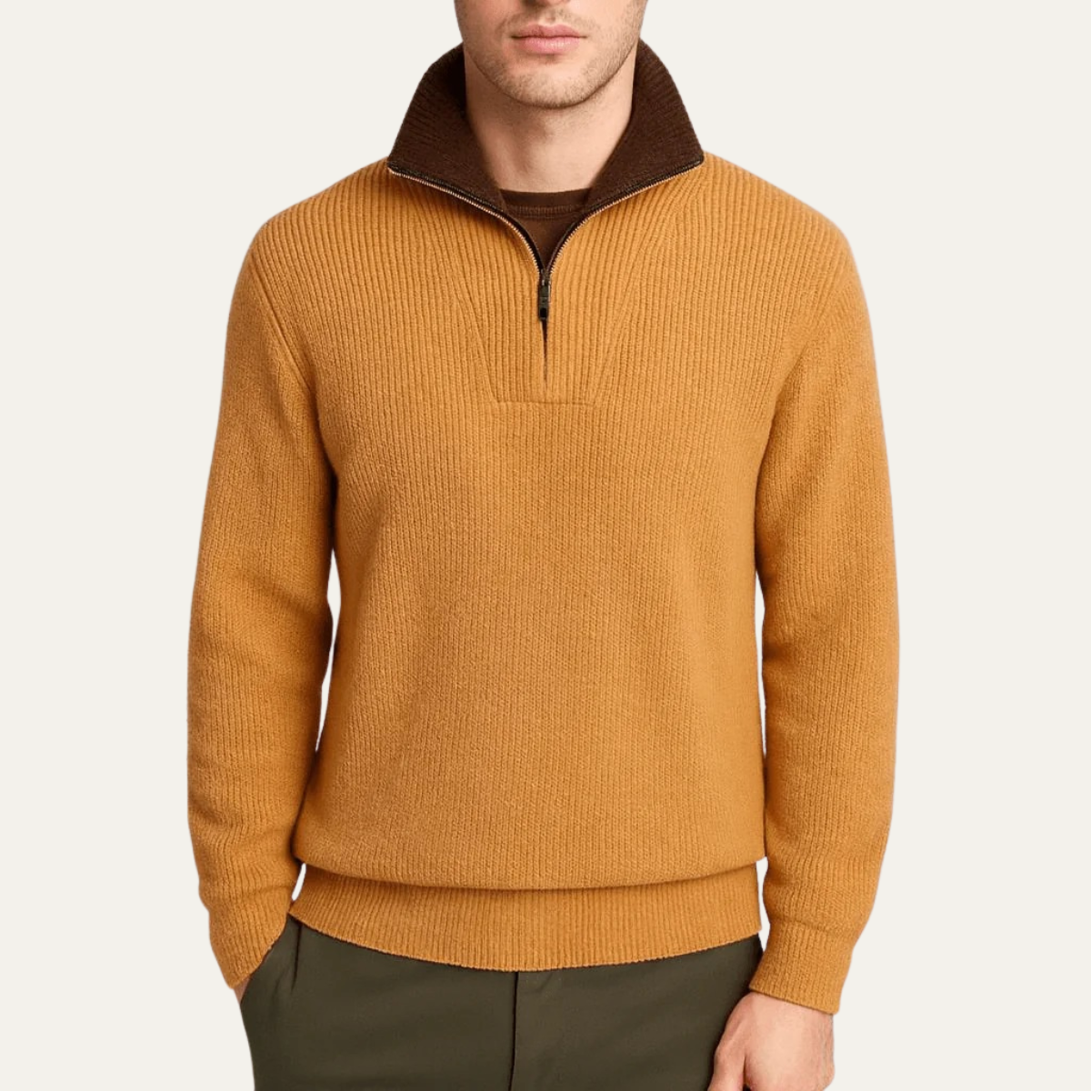 Warm Men's Quarter Zip Knit Sweater
