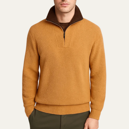 Warm Men's Quarter Zip Knit Sweater