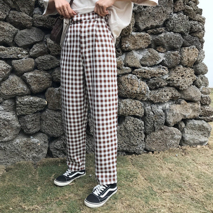Men's Classic British Plaid Wool Suit Trousers