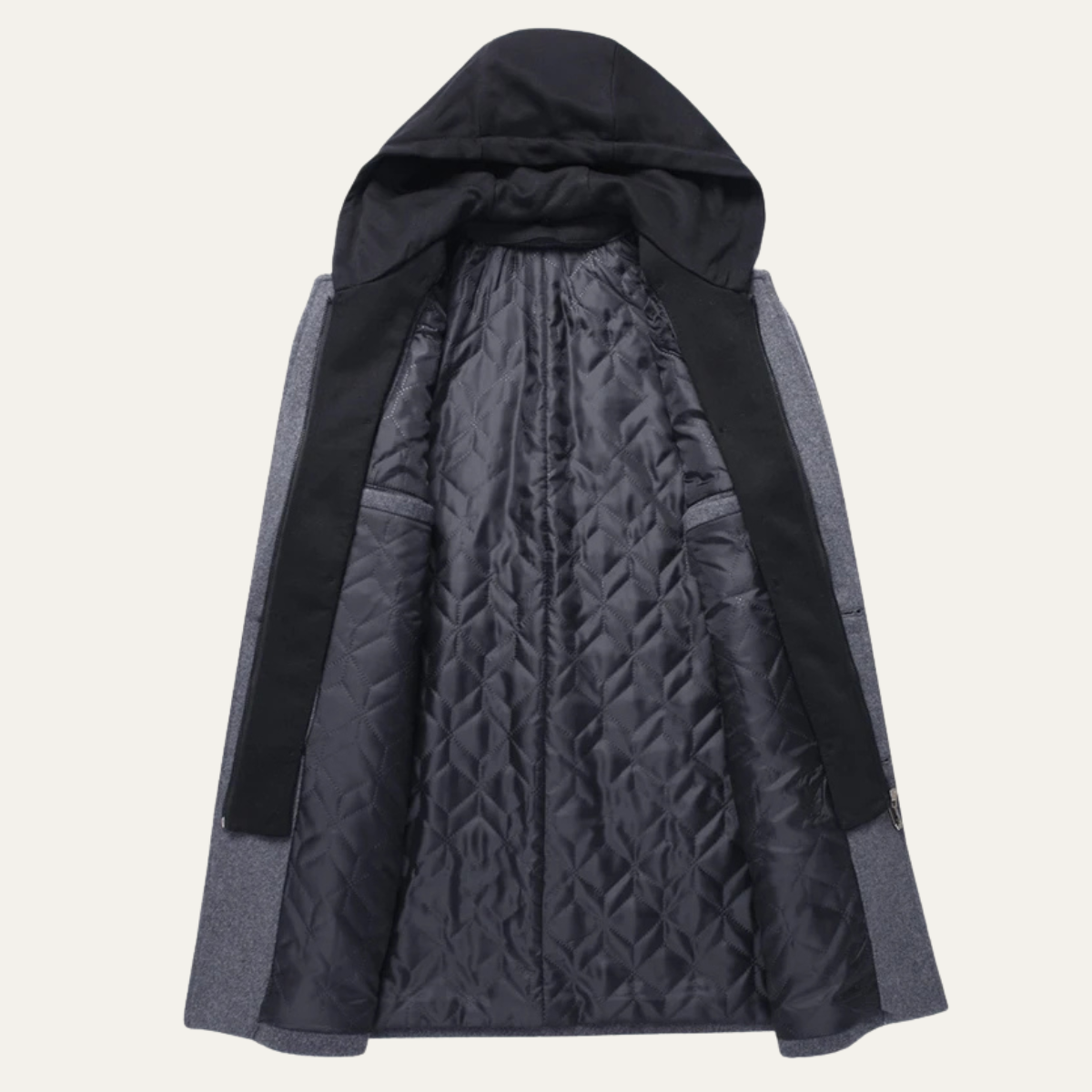 Warm Waterproof Mens Wool Trench Coat with Hood