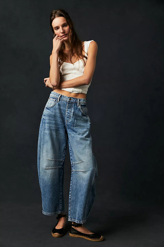 Women's Classic Mid-Rise Wide Leg Denim Jeans