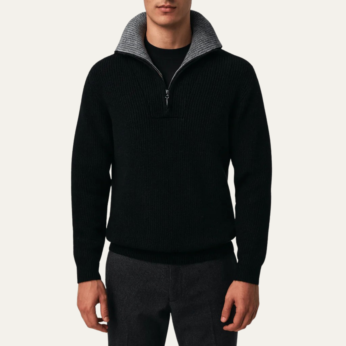 Warm Men's Quarter Zip Knit Sweater