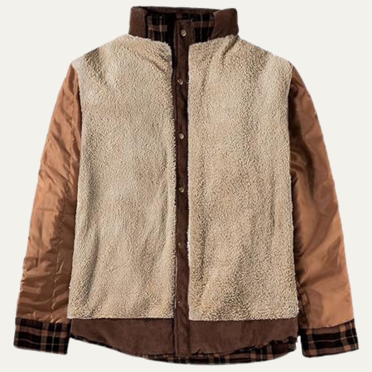 Warm Mens Fleece Lined Flannel Shirt Jacket
