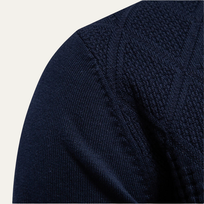Relaxed Fit Men's Geometric Knit Polo Sweater