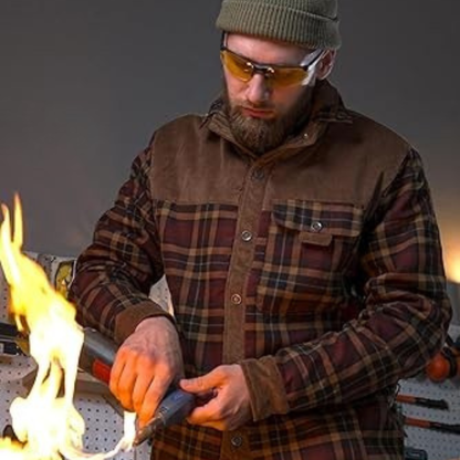 Warm Mens Fleece Lined Flannel Shirt Jacket