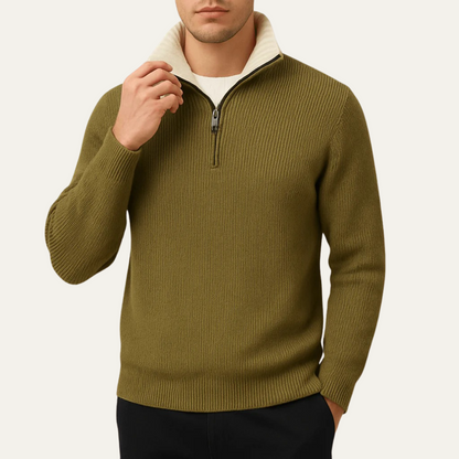 Warm Men's Quarter Zip Knit Sweater