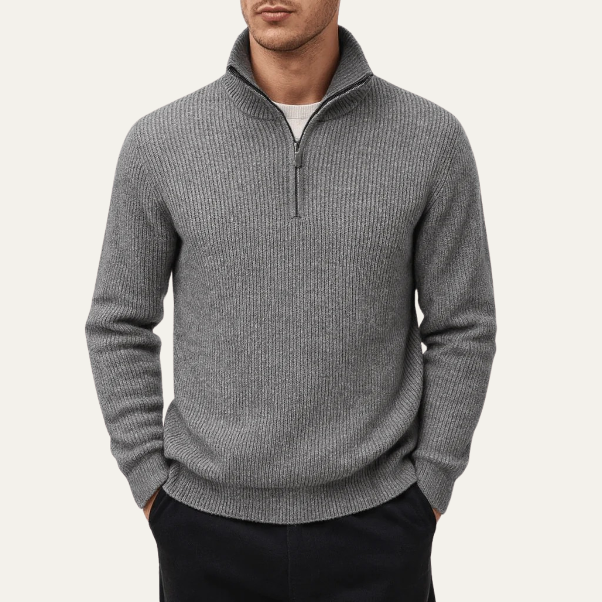 Warm Men's Quarter Zip Knit Sweater