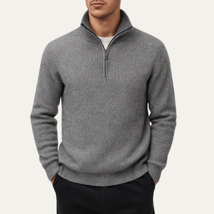 Warm Men's Quarter Zip Knit Sweater