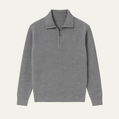 Warm Men's Quarter Zip Knit Sweater - OutfitLondon