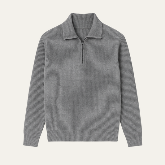 Warm Men's Quarter Zip Knit Sweater - OutfitLondon