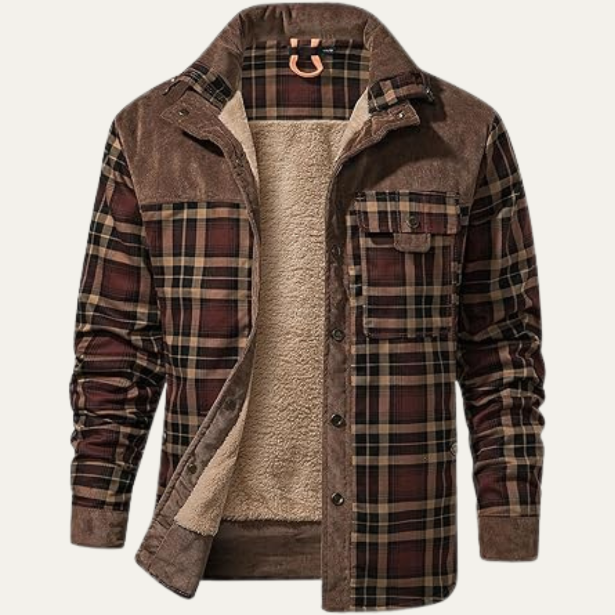 Warm Mens Fleece Lined Flannel Shirt Jacket - OutfitLondon