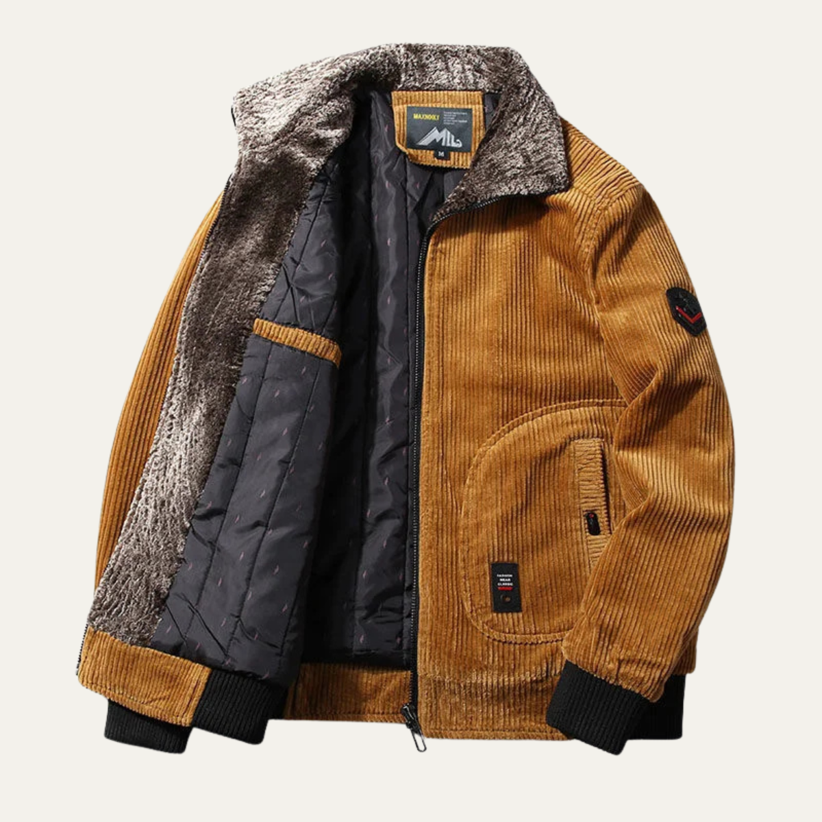 Warm Fleece Lined Men's Corduroy Winter Jacket Coat - OutfitLondon