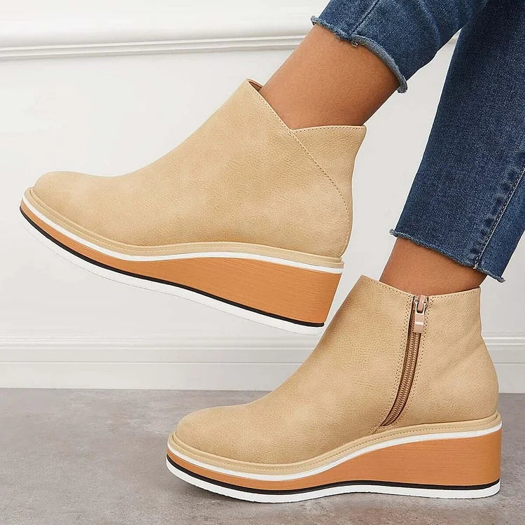 Fashionable Ankle Boots with Side Zipper