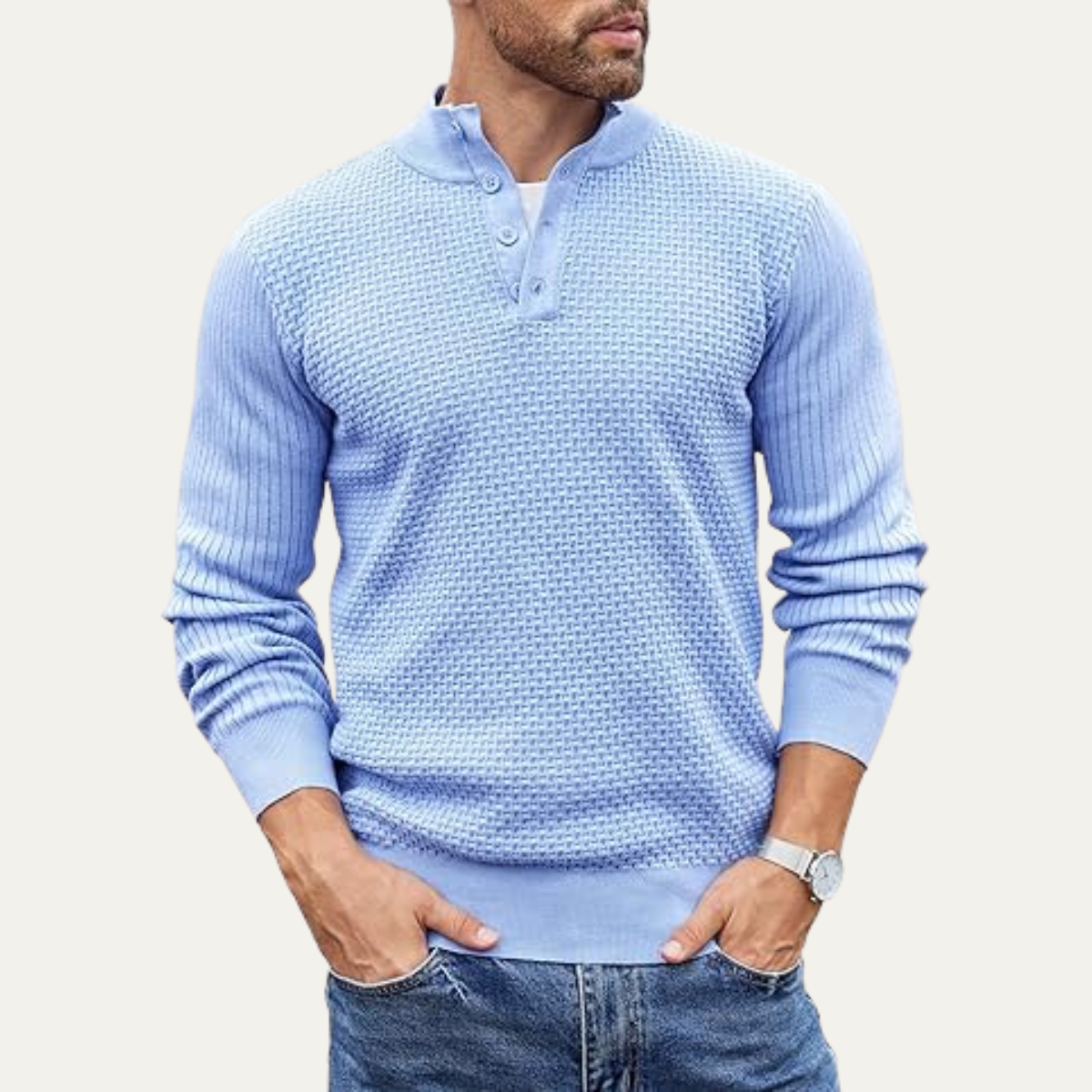 Relaxed Fit Men's Knit Crew Neck Sweater