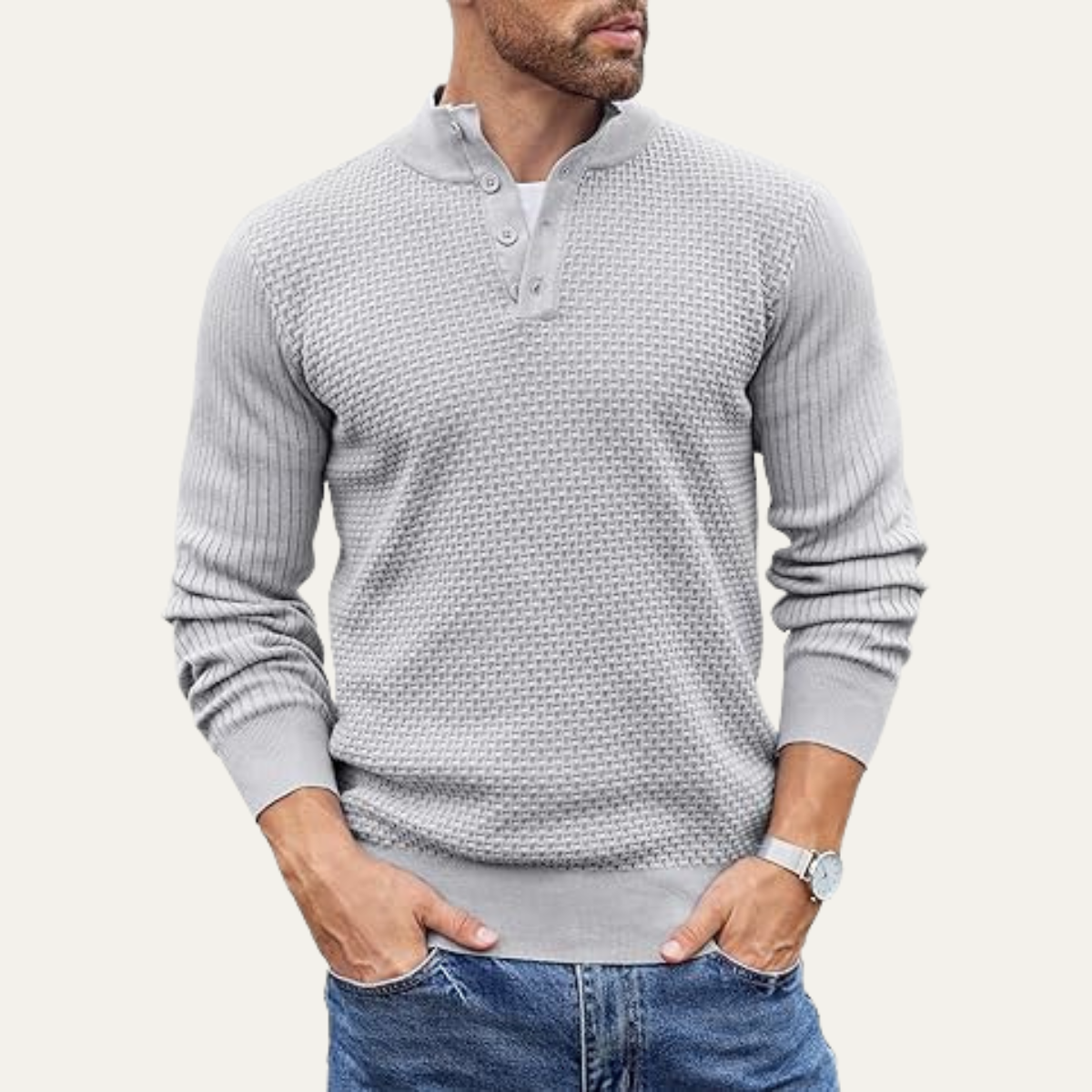 Relaxed Fit Men's Knit Crew Neck Sweater