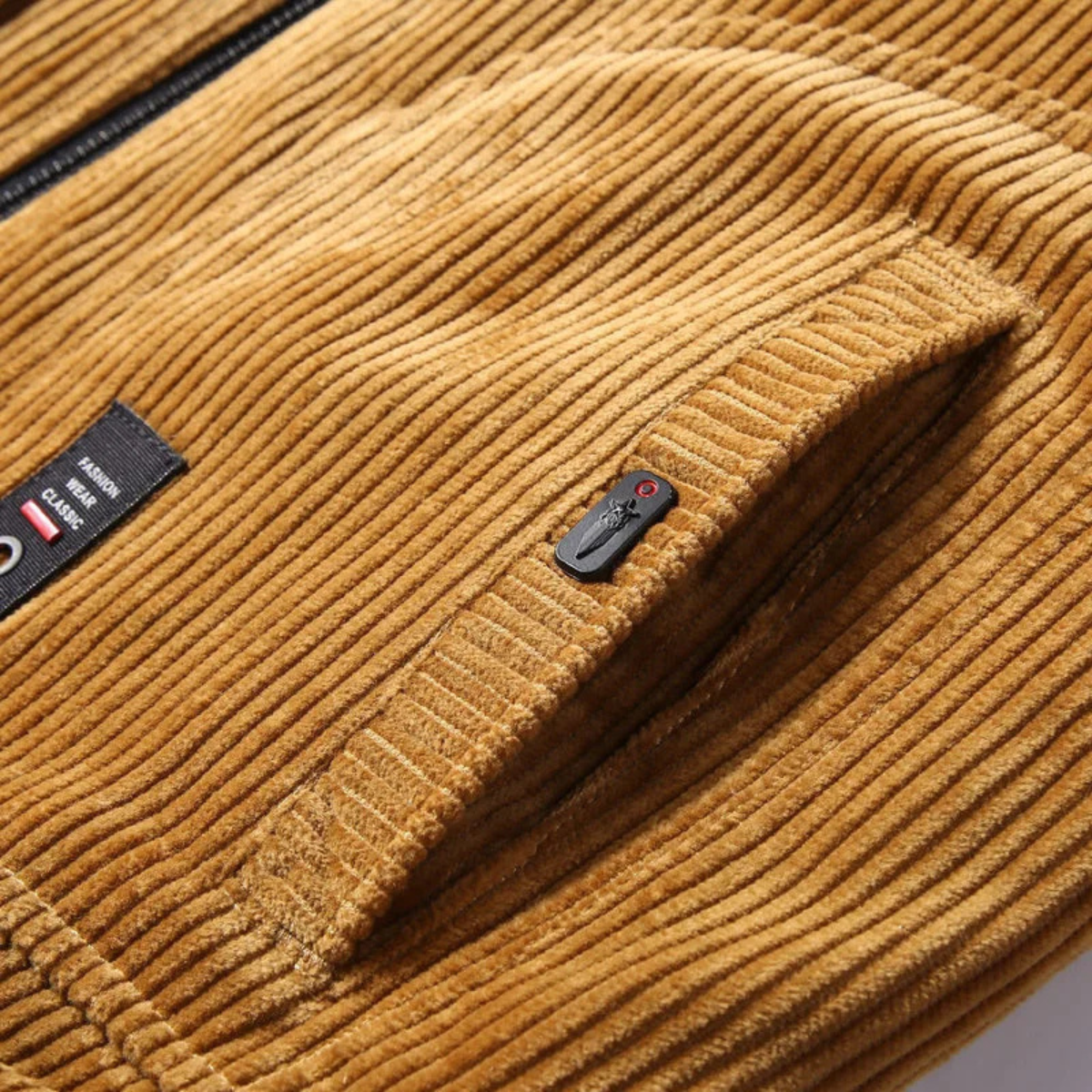Warm Fleece Lined Men's Corduroy Winter Jacket Coat