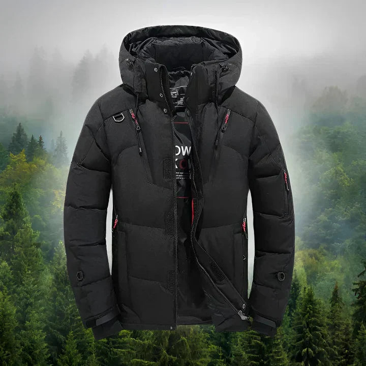 Warm Waterproof Men's Down Jacket with Hood