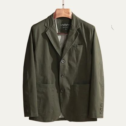 Slim Fit Olive Green Cotton Blazer Jacket for Men