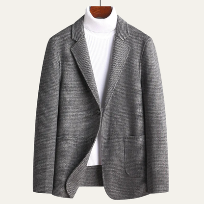 Classic Men's Plaid Wool Blazer Jacket