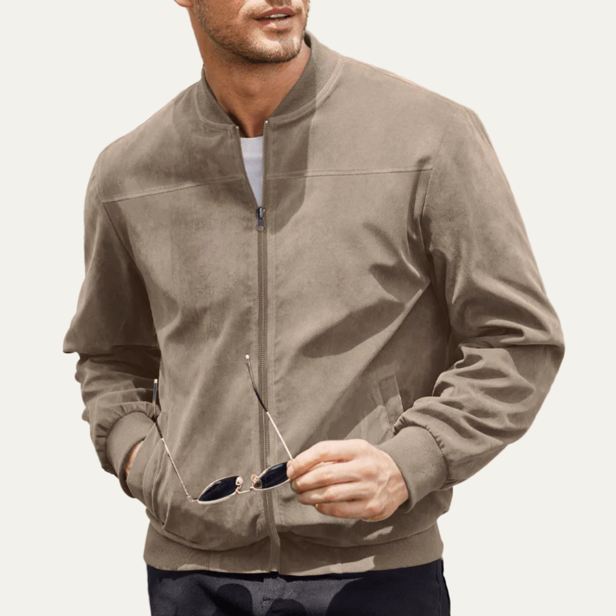 Men's Faux Leather Bomber Coat