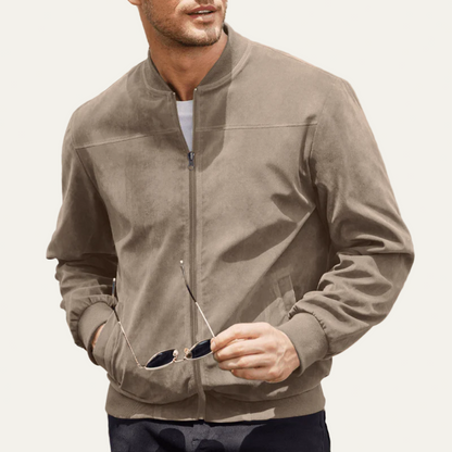Men's Faux Leather Bomber Coat