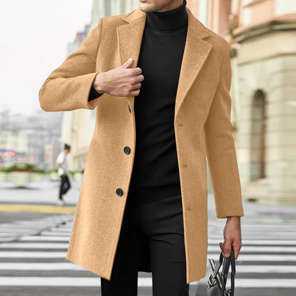 Warm Mens Slim Fit Wool Winter Coat
