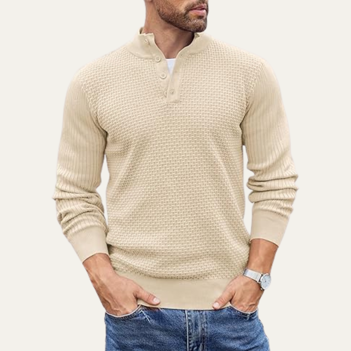Relaxed Fit Men's Knit Crew Neck Sweater