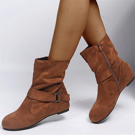 Chunky Block Heel Ankle Boots Retro Style - OutfitLondon