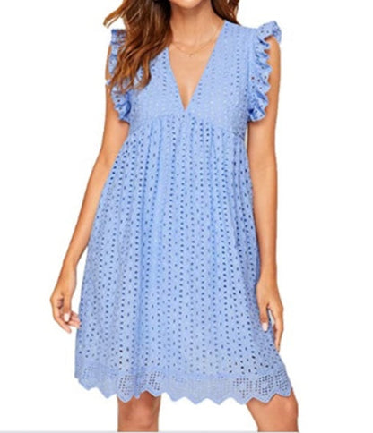 Women's Elegant Lace V-Neck Cutout Summer Dress