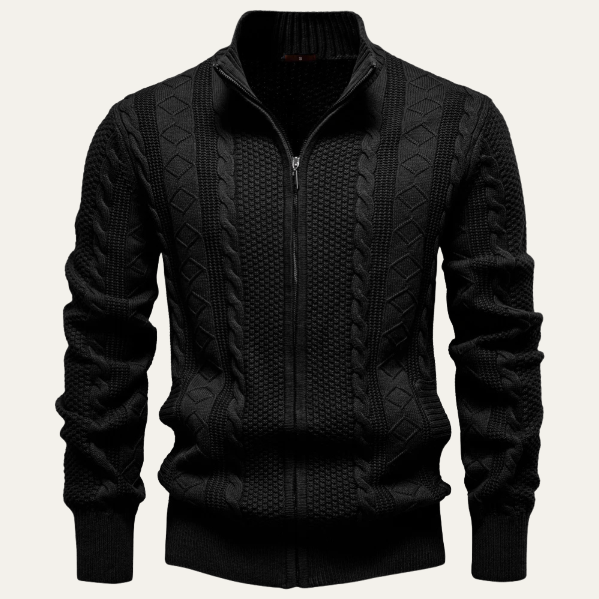 Men's Classic Thermal Full Zip Knit Jacket - OutfitLondon