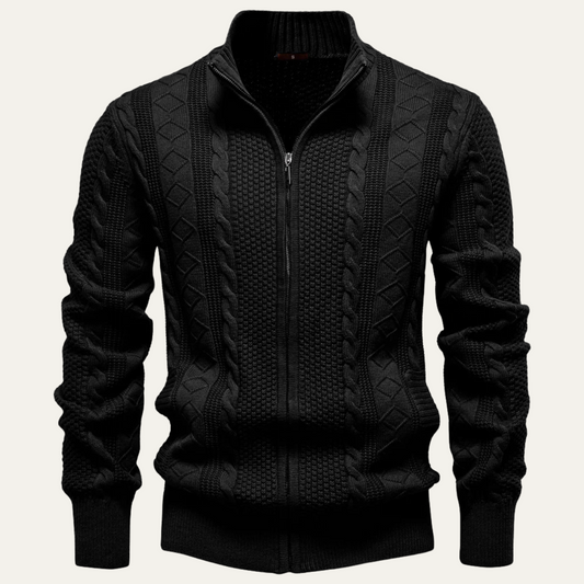 Men's Classic Thermal Full Zip Knit Jacket - OutfitLondon