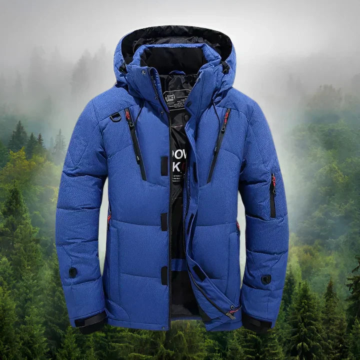 Warm Waterproof Men's Down Jacket with Hood - OutfitLondon